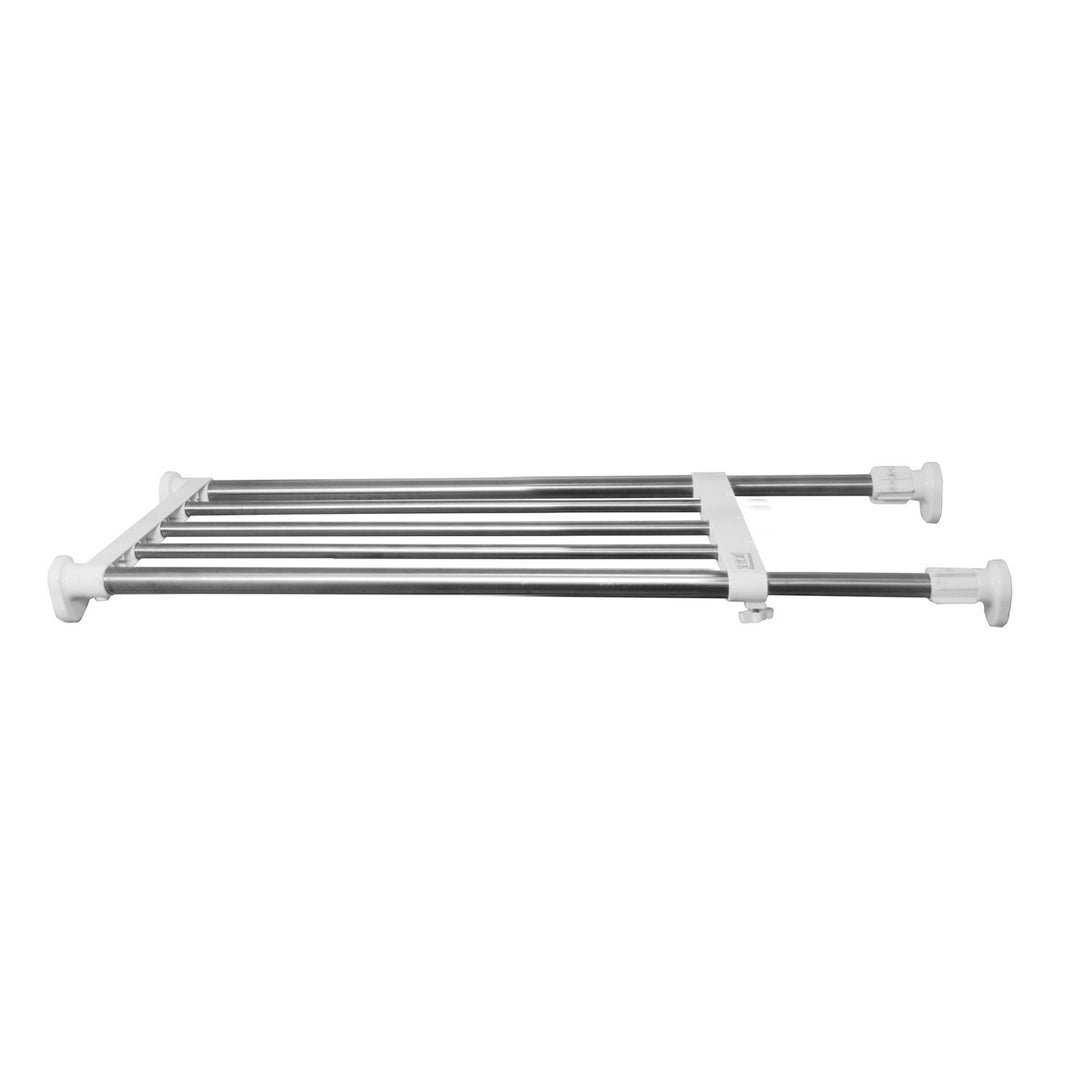 BAOYOUNI Teleskop Garderobensystem Ohne Bohren Regaltrenner Robuster Organizer Regal 5 Edelstahl-Sta