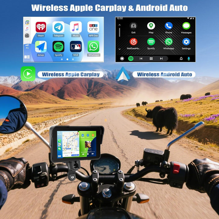 SIXWIN Motorrad Carplay Bildschirm für Moto mit Wireless Carplay Android Auto, 5 Zoll HD Touchscreen