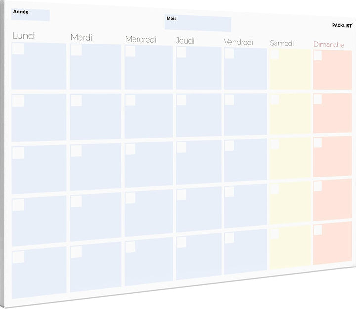 PACKLIST Planning Semaine + Mensuel - Planificateur Hebdomadaire A4, Agenda Planner - Agenda To Do L