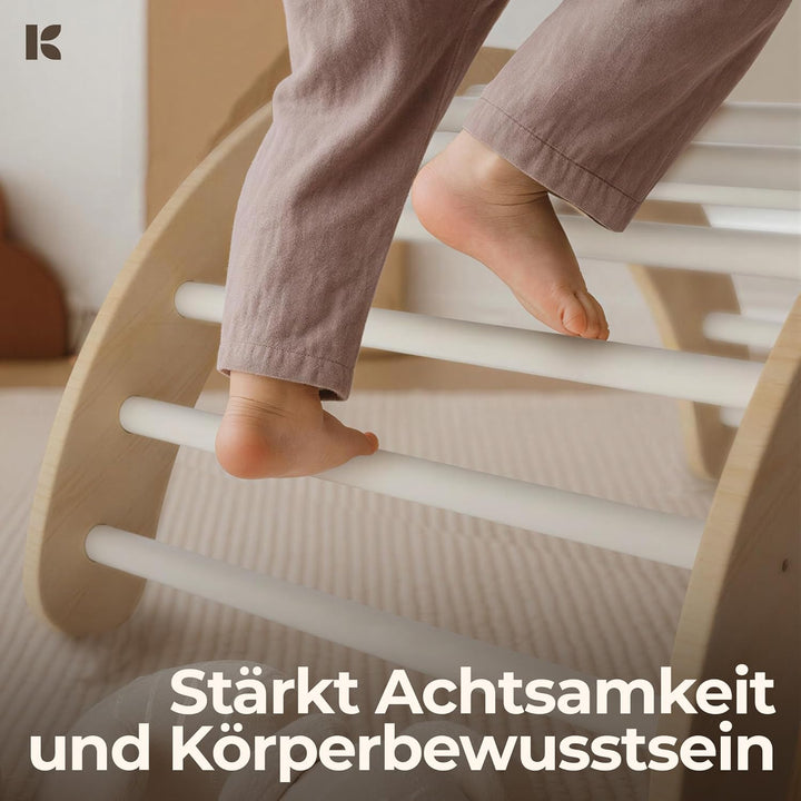 5in1 Klettergerüst Indoor-Spielplatz Set – Pikler-Kletterdreieck + Kletterbogen + 2-in-1-Rutsche mit