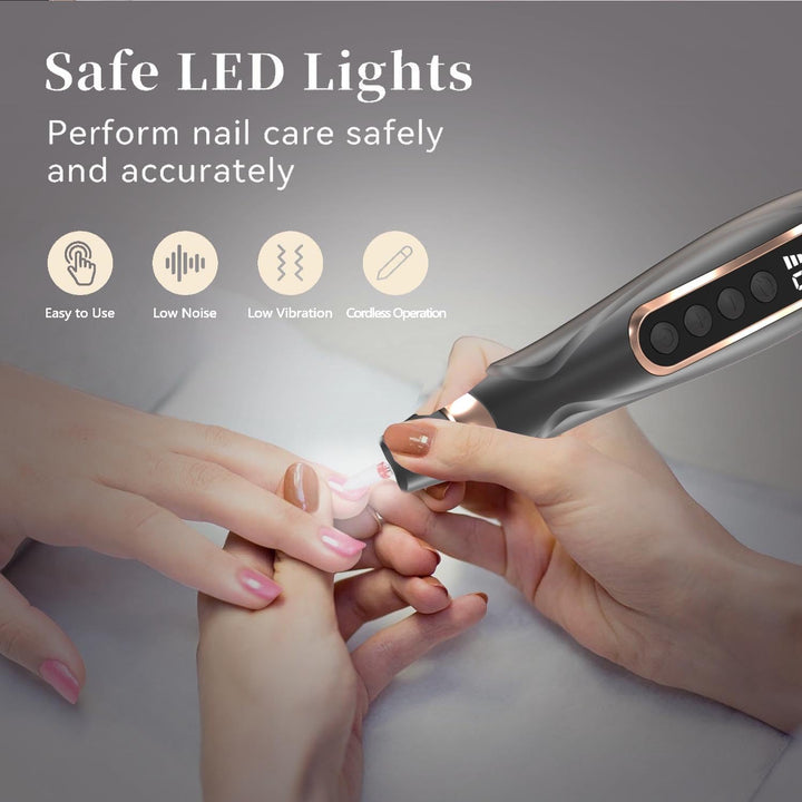 Nagelfräse Tragbare 2600 mAh Nagelfräser für Gelnägel Kabellos Nagelfeile 6-Gang Nagelbohrmaschine 1