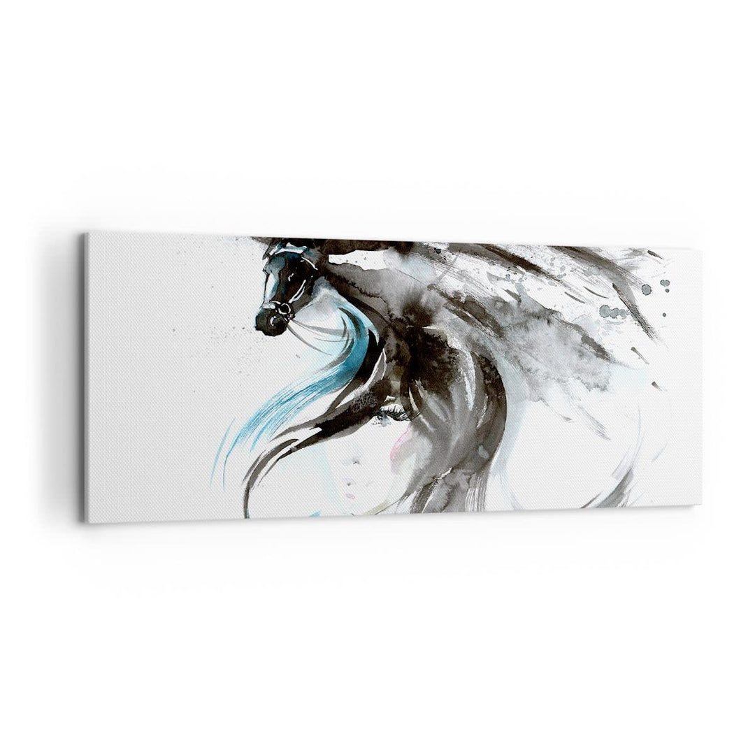 Wandbilder Dekoration Wohnzimmer Pferd Streifen Hengst Laufen Panorama Bilder auf Leinwand 120x50cm