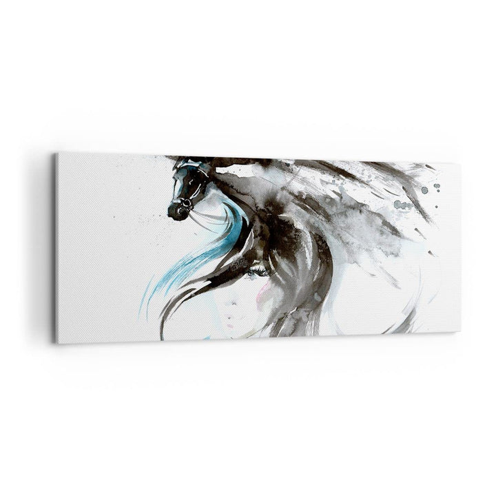 Wandbilder Dekoration Wohnzimmer Pferd Streifen Hengst Laufen Panorama Bilder auf Leinwand 120x50cm