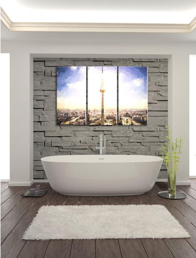 Pixxprint Berliner Fernsehturm als Leinwandbild/Grösse: 3 Teilig (120x80) cm/Wandbild/Kunstdruck/fer