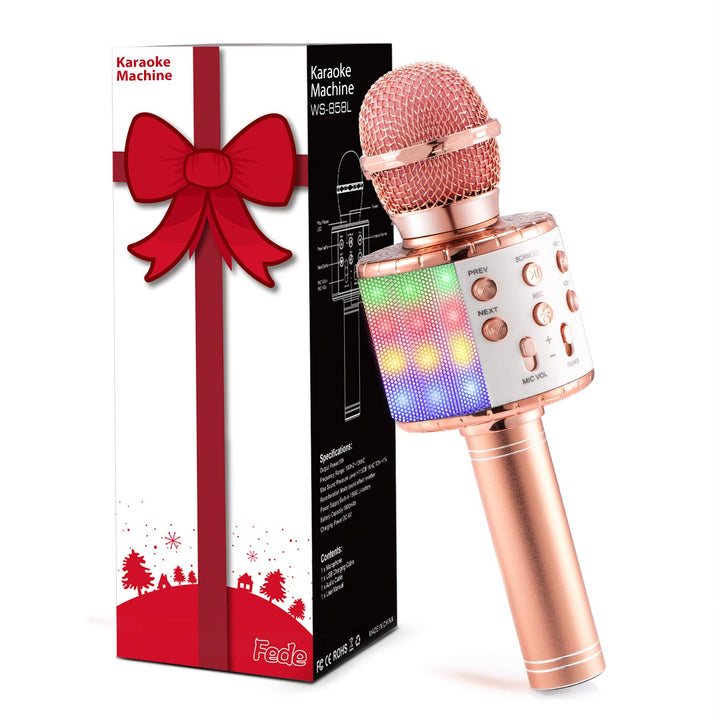 Fede Karaoke Mikrofon, Drahtloses Bluetooth Mikrofon für Kinder, Lustige Geschenke Spielzeug für Tee