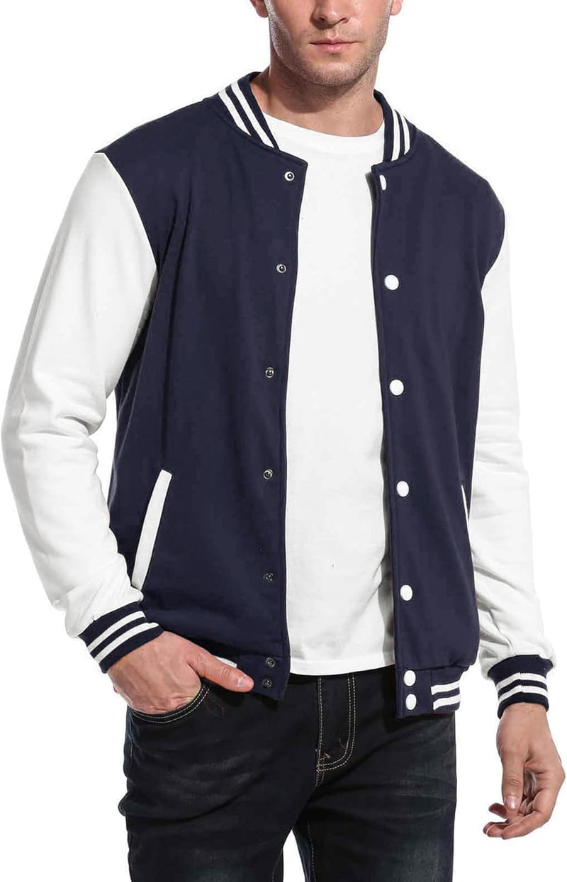 COOFANDY Herren Bomberjacke Leichte College Jacke mit Tasche Freizeit Übergangsjacke Stehkragen Flie