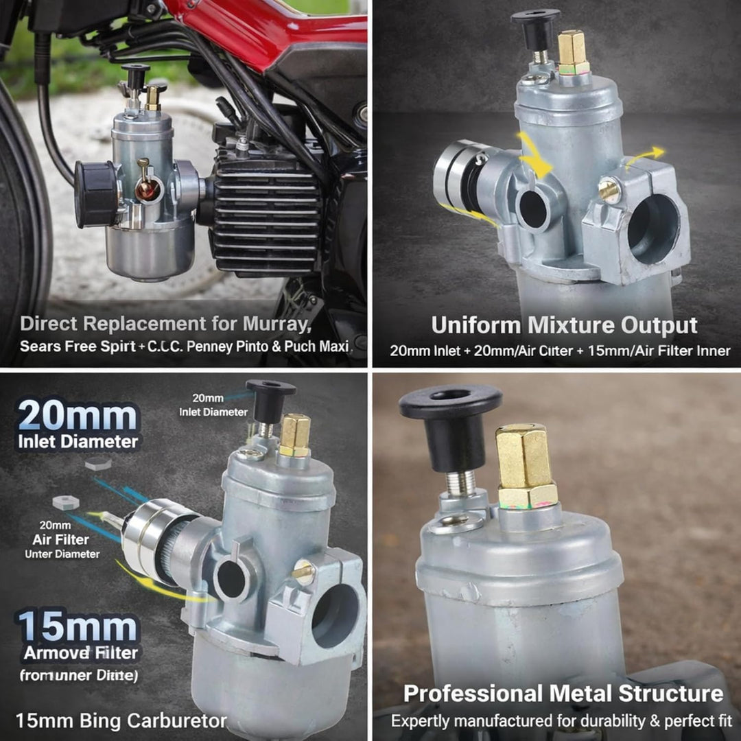 Aramox 15 Mm Bing Style Vergaser, 15 Mm Bing Style Vergaser, 20 Mm Einlassdurchmesser, Moped-Motorra