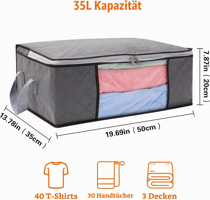 Vieshful 4 Stück Faltbare Aufbewahrungstasche 35L Durchsichtige Fenster Tragegriffe Unterbett Ideal