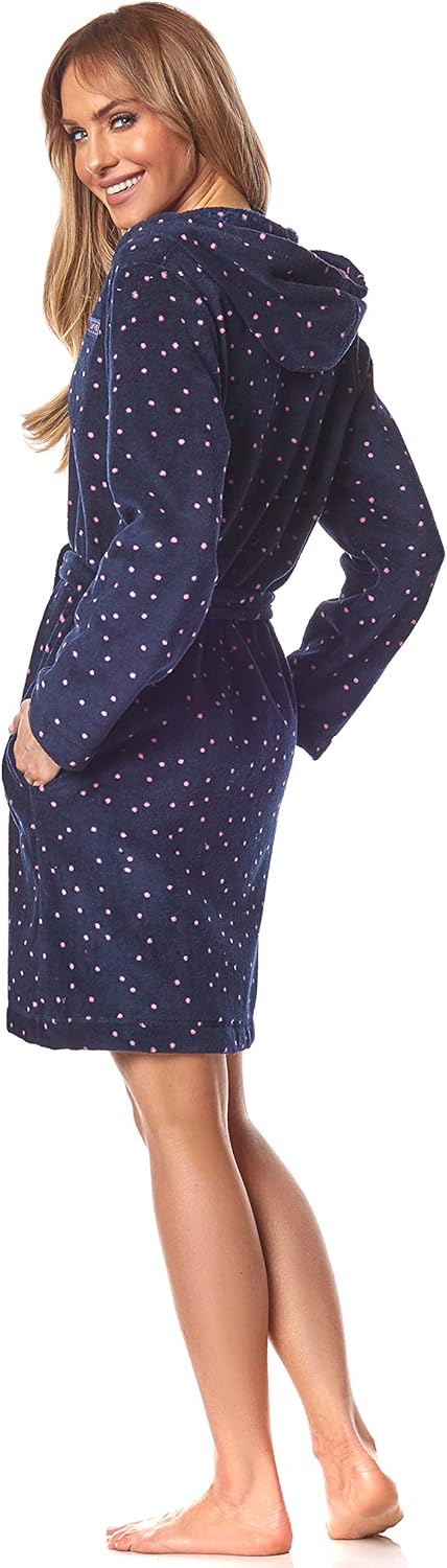 L&L-ZPPR 7119 Frottier Damen Soft Langarm Bademantel Reissverschluss Hausmantel Bademantel mit Kapuz