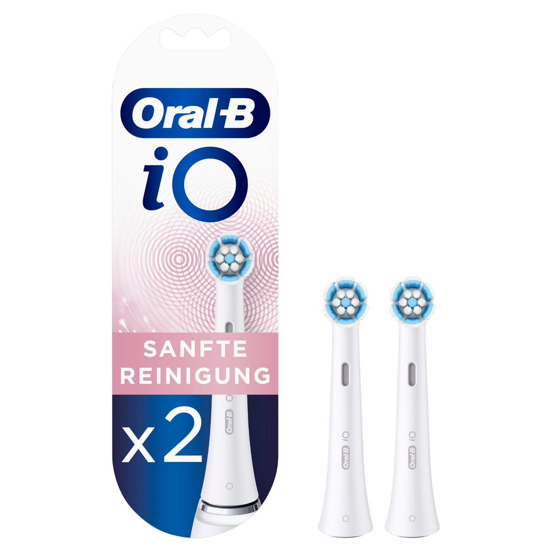 Oral-B iO Sanfte Reinigung Aufsteckbürsten für elektrische Zahnbürste, 2 Stück, sanfte Zahnreinigung