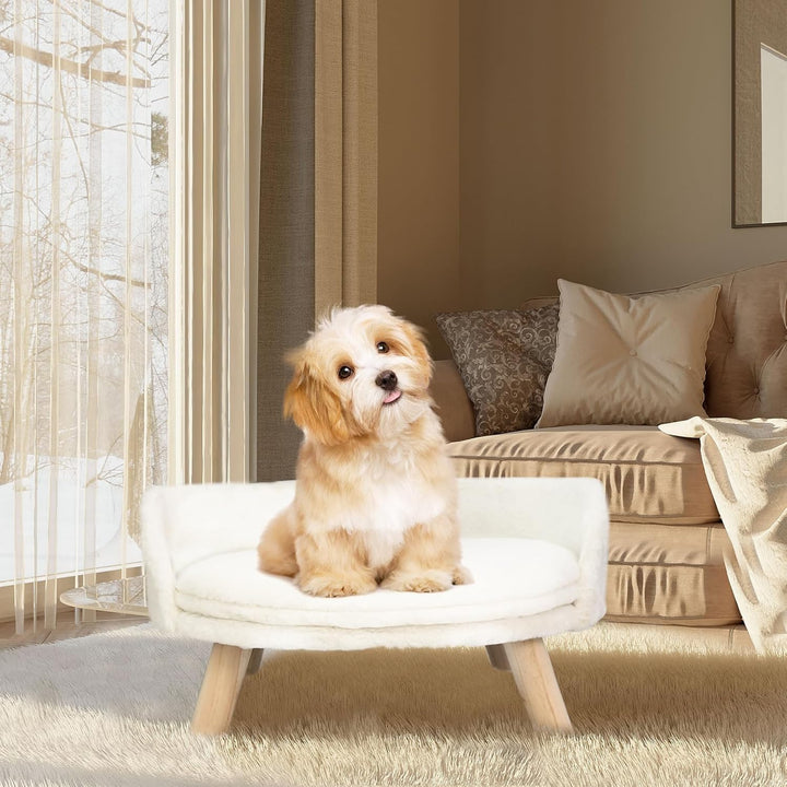 BingoPaw Hundesofa Hundecouch für kleine Hunde, erhöhtes Haustiersofa Hundebett mit Plüsch Hundekiss