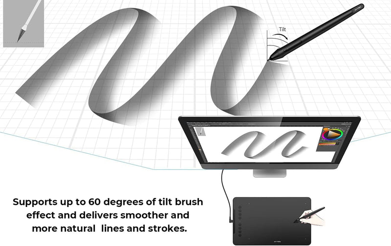 XP-PEN Deco 01 V2 Grafiktablett 10x6,25 Zoll Zeichentablett mit Neigungserkennung zum Malen & Fotobe