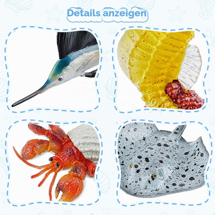 TOYMANY 16 Stück Meerestierfigurenset Ocean Spielfiguren Spielzeug 16Stück Meerestiere, 16Stück Meer