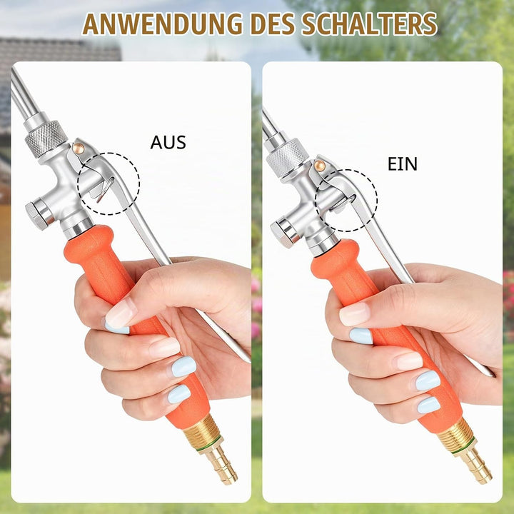 Sprühstab, 112CM Garten Giessstab Metall mit Einstellbarer Düse, 3/8 Zoll &amp; 1/4 Zoll Messing Barb Un