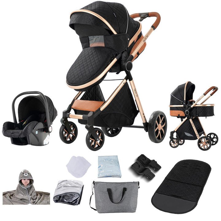 Kinderwagen 3 in 1, Buggy mit Zwei Umkehrbaren Schiebemodi, Kinderwagen mit Rahmen Aluminiumlegierun