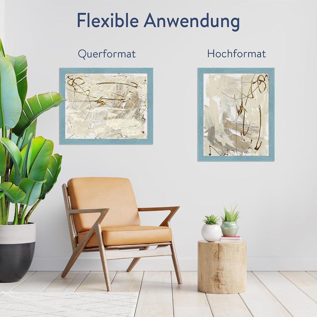 WANDStyle Bilderrahmen Strandhaus Stil 40x50cm I Farbe: Blau I Fotorahmen I rustikaler Holzbilderrah
