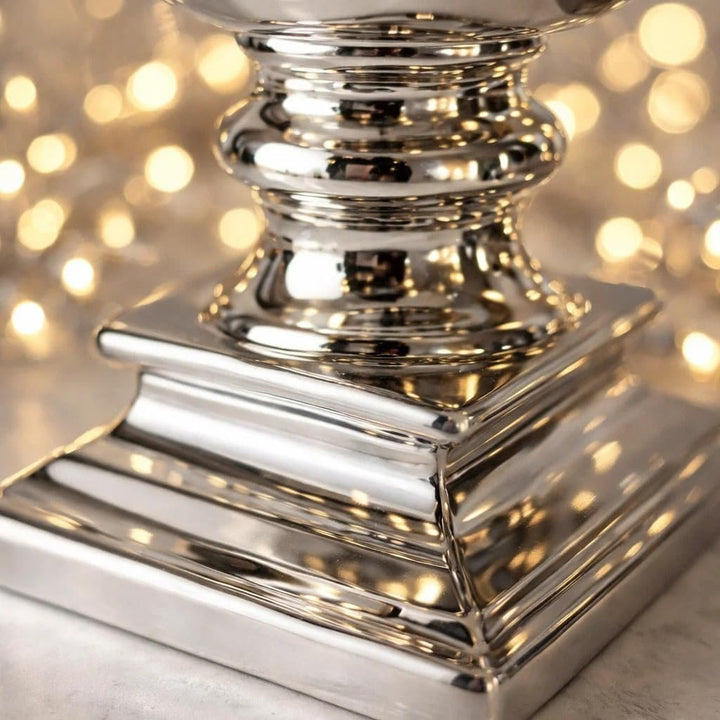 DRULINE Eckig Windlicht Kerzenständer Kerzenleuchter Kerzen Silber Keramik (Gross), L
