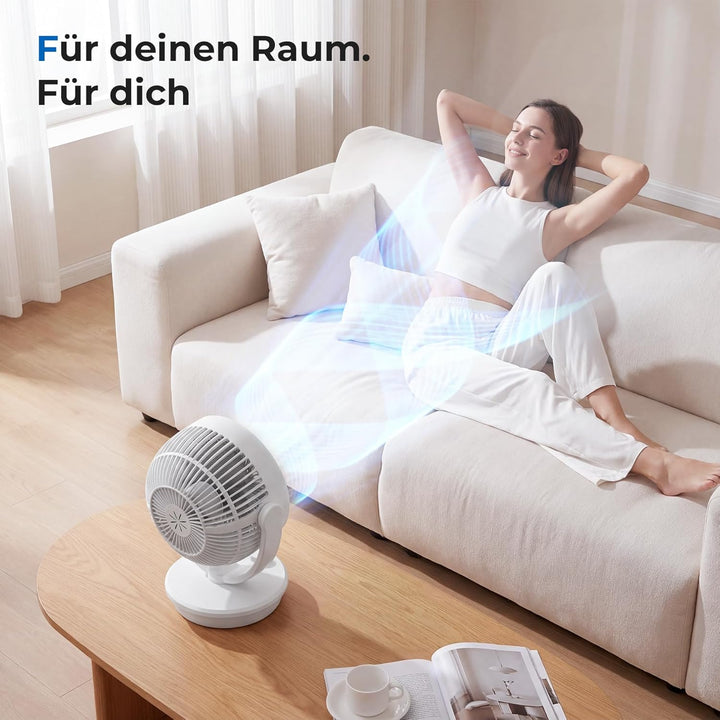 Aeroll Ventilator Leise, Tischventilator, 3D Turbo-Luftzirkulator mit 3 Geschwindigkeitsstufen, 130°