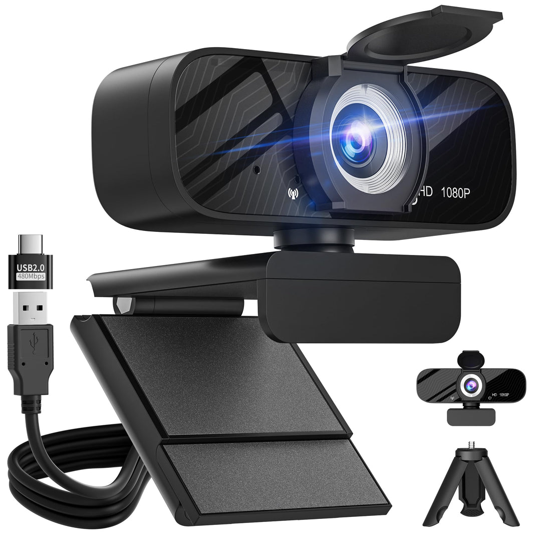 Gohero Full HD 1080P Videowebcam, Geräuschunterdrückung, Privatsphärenverschluss, Weitwinkelobjektiv