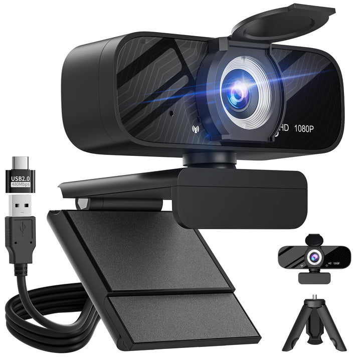 Gohero Full HD 1080P Videowebcam, Geräuschunterdrückung, Privatsphärenverschluss, Weitwinkelobjektiv