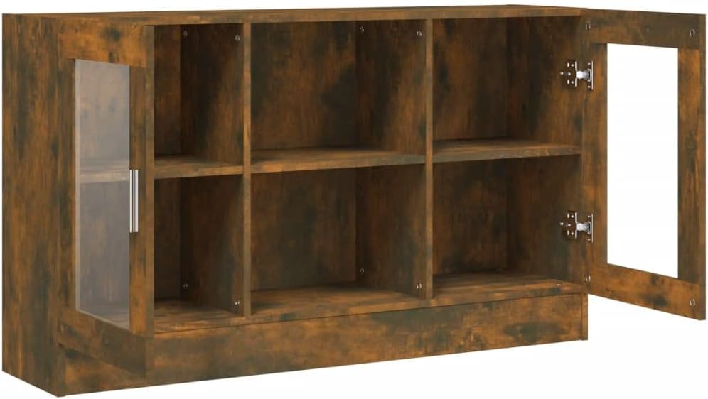 INLIFE Vitrinenschrank Räuchereiche 120x30,5x70 cm Holzwerkstoff,Braun,28.4KG,815627