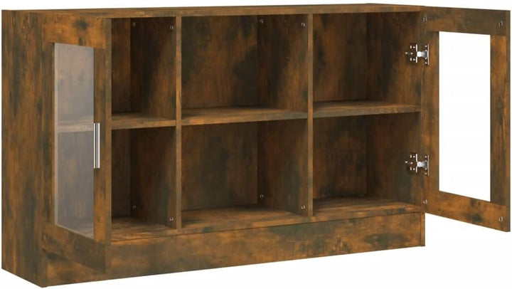 INLIFE Vitrinenschrank Räuchereiche 120x30,5x70 cm Holzwerkstoff,Braun,28.4KG,815627