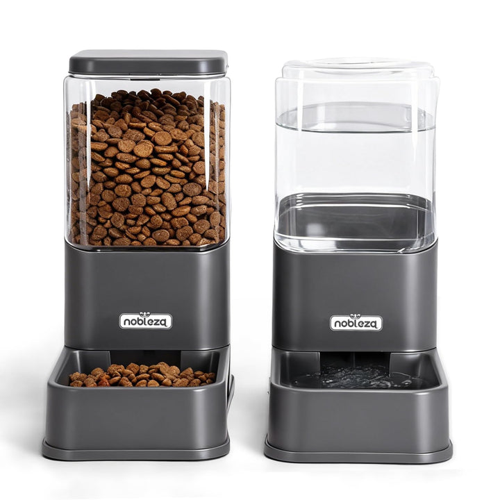 Nobleza Wasserspender Futterspender für Katze und Hund， 3.8L Automatischer Trockenfutterspender Wass