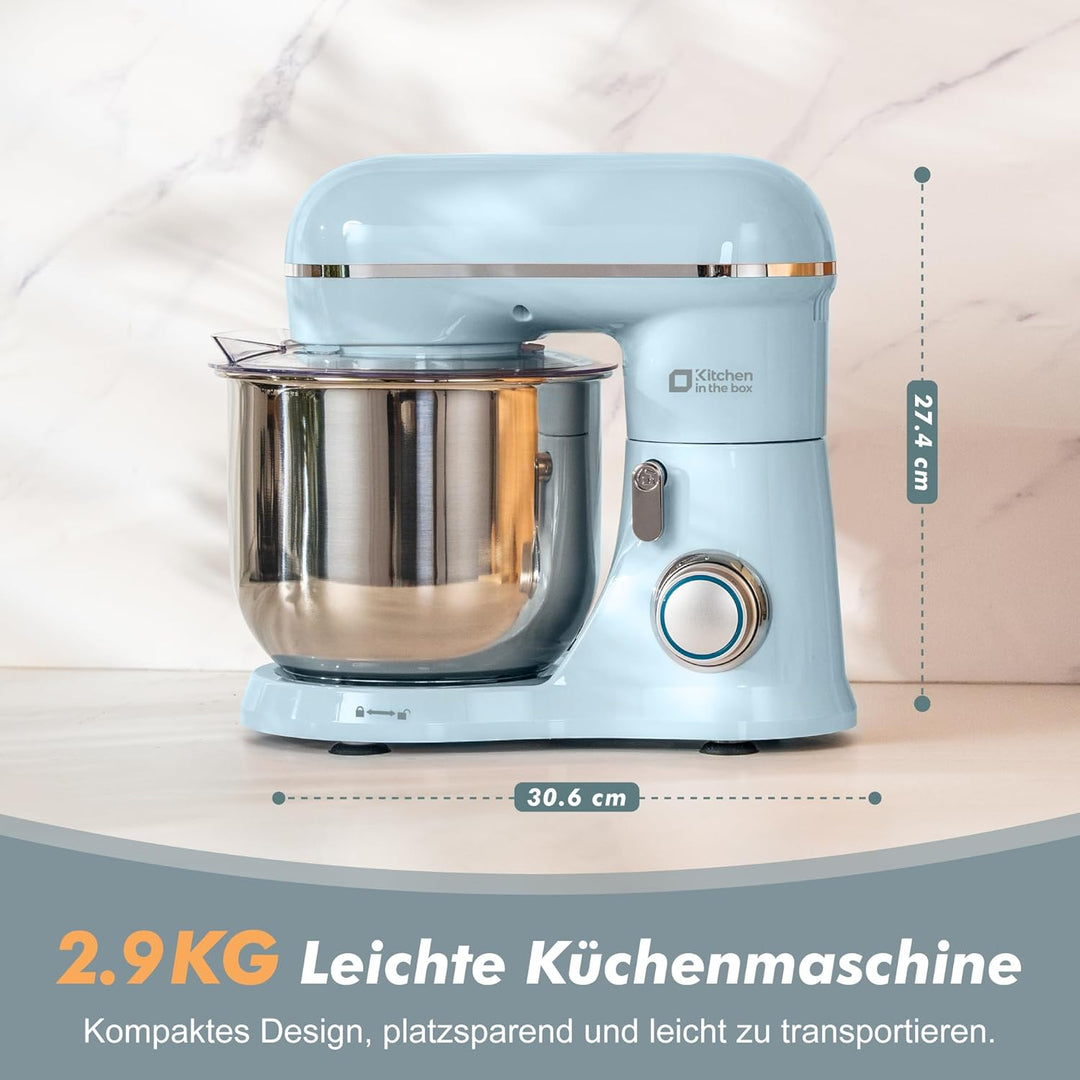 Kitchen in the box Kompakte Küchenmaschine 3,5 L, Rührmaschine & Knetmaschine mit 10 Geschwindigkeit