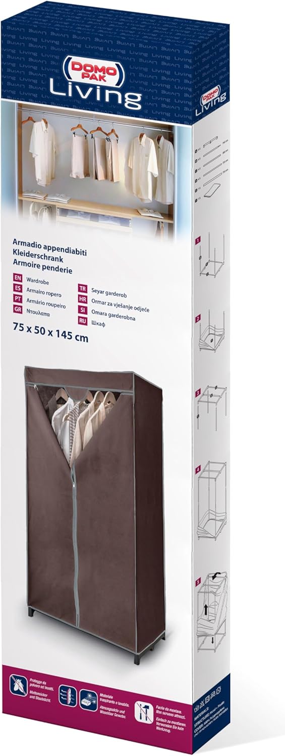 Domopak ARMARIO GUARDA ROPA Tela 75X50X145CM, Textil, Braun, One Size