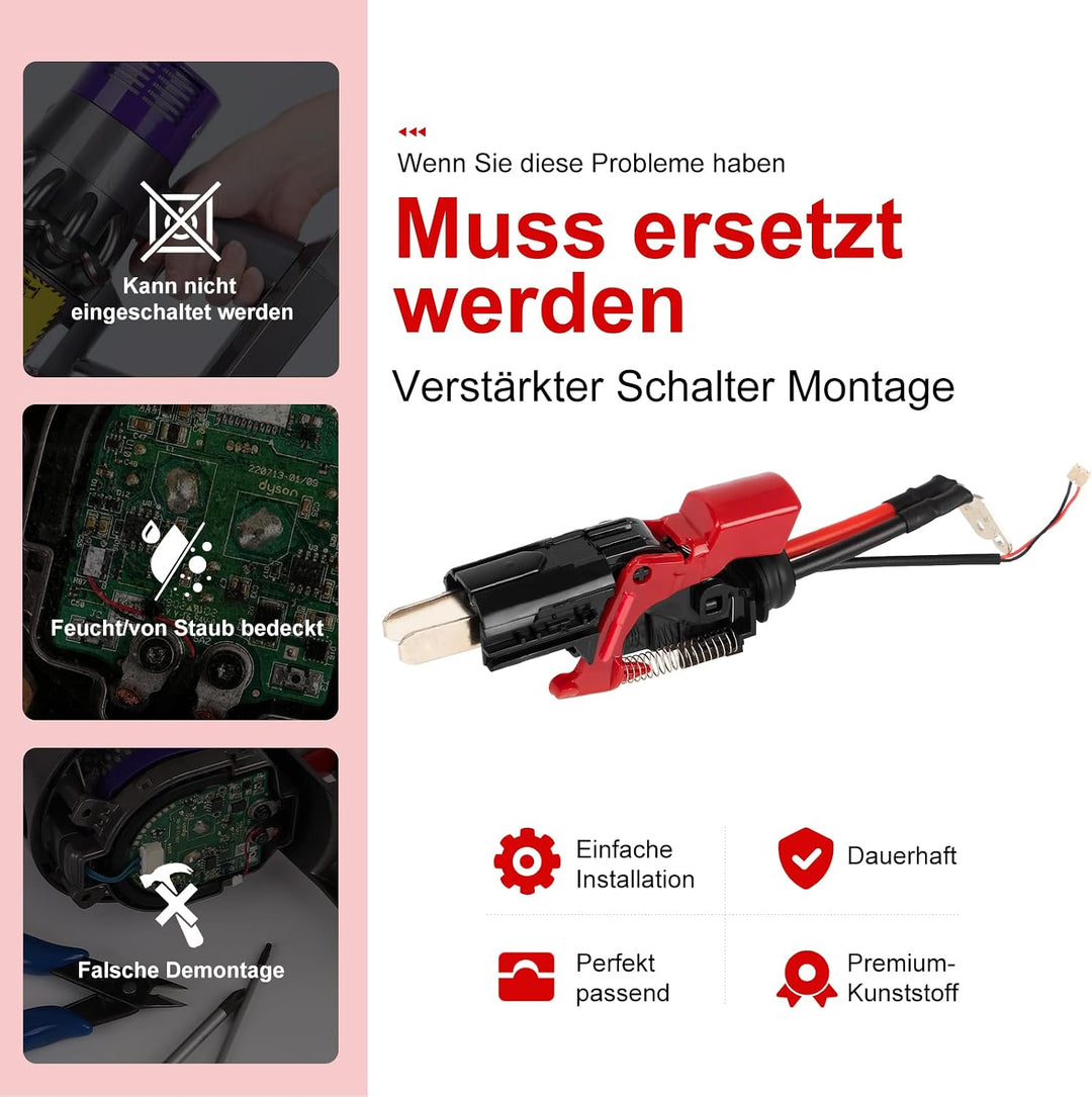V11 Verstärkter Schalter-Montagesatz für Dyson V11 SV14 Staubsauger-Zubehör, Schalter Verstärkt Ersa