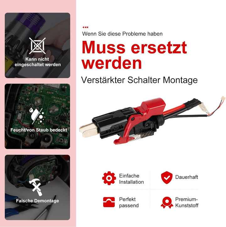V11 Verstärkter Schalter-Montagesatz für Dyson V11 SV14 Staubsauger-Zubehör, Schalter Verstärkt Ersa