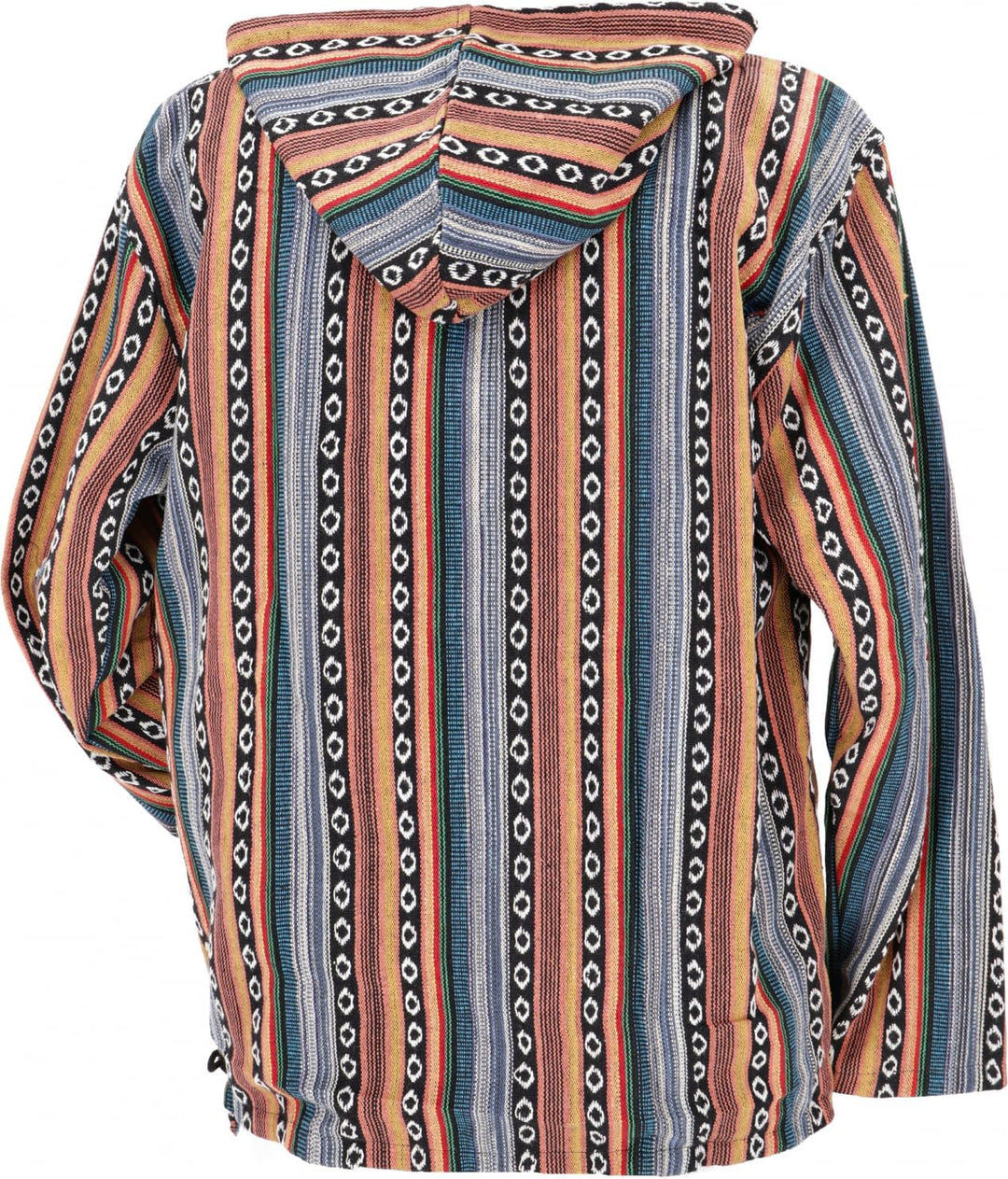 GURU SHOP Goa Kapuzenshirt, Baja Hoodie, Style Kapuzenpullover, Herren, Baumwolle L Blau/Orange, L B