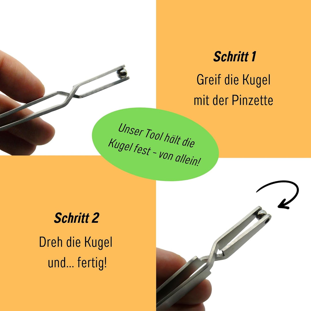 Kugelhalterpinzette F1 - für Kugeln ab 4 mm - selbsthaltend, Länge 11 cm - Piercing Kugel Aufdreher