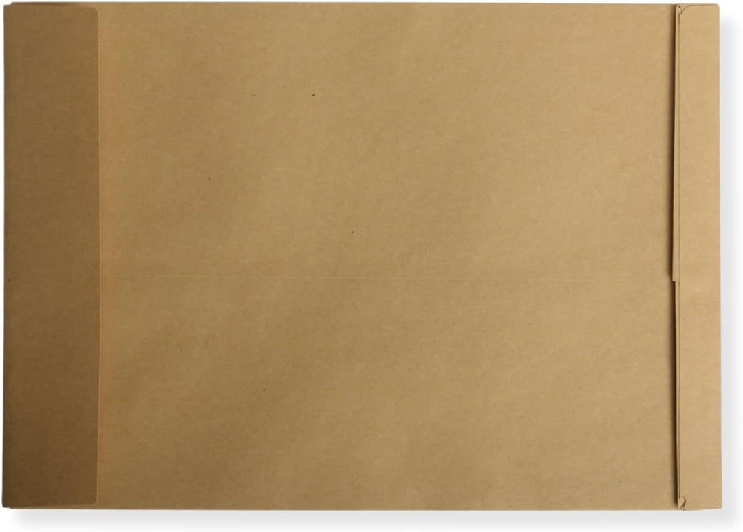 50 St. DIN C4 Faltenversandtaschen mit Fenster braun Stehboden und 20 mm Falte 130 gr. Kuvert 229x32