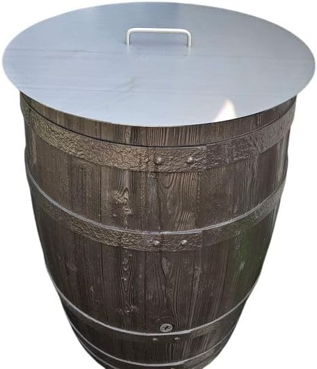 TiKo-Design Feuerschalendeckel aus Stahl rund, 42 cm Durchmesser, mit Griff, Silbergrau