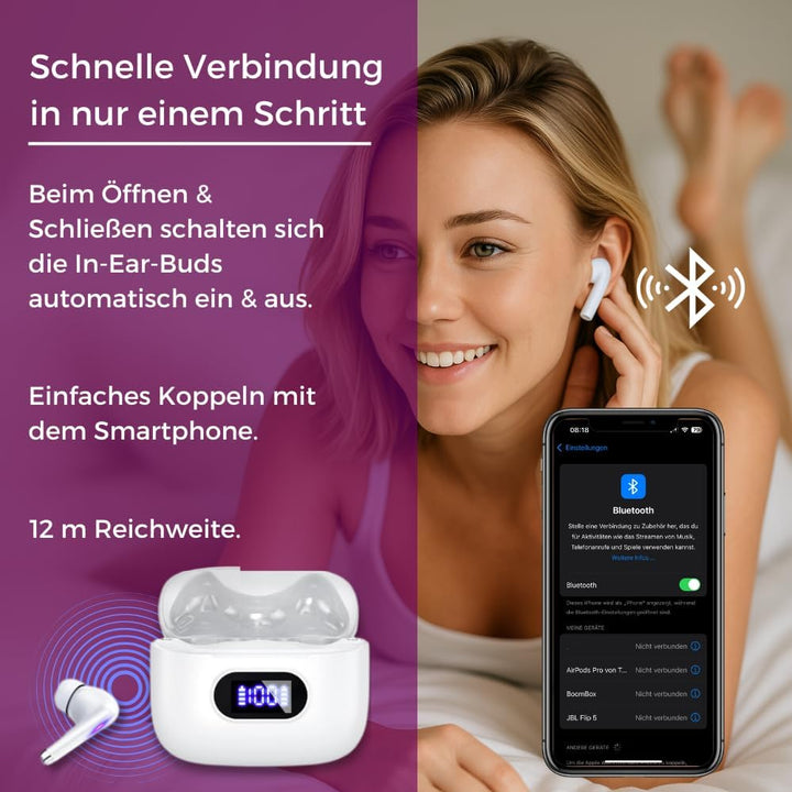 In Ear Bluetooth Kopfhörer PRO BT-14 – 5.3 Kabelloser Bluetooth In Ear Kopfhörer USB C mit HiFi Ster