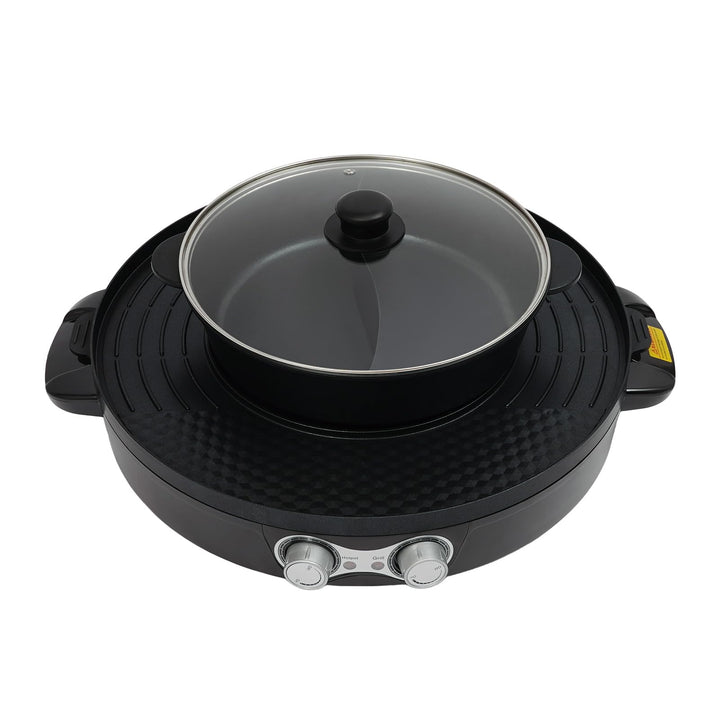 Food Party Hot Pot 220V 2200W Tischgrill Elektrisch Hotpot Topf Elektrogrill 2 in 1 Multifunktion El