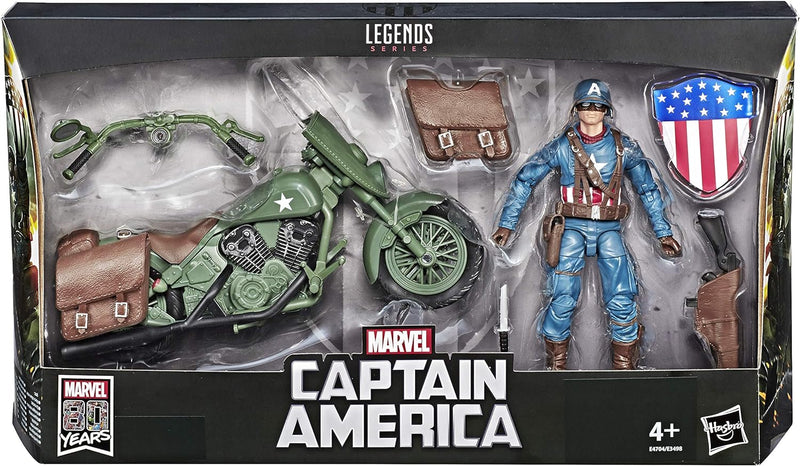 Hasbro Marvel Legends Series E4704CB0 Captain America mit Fahrzeug und Zubehör, Mehrfarbig