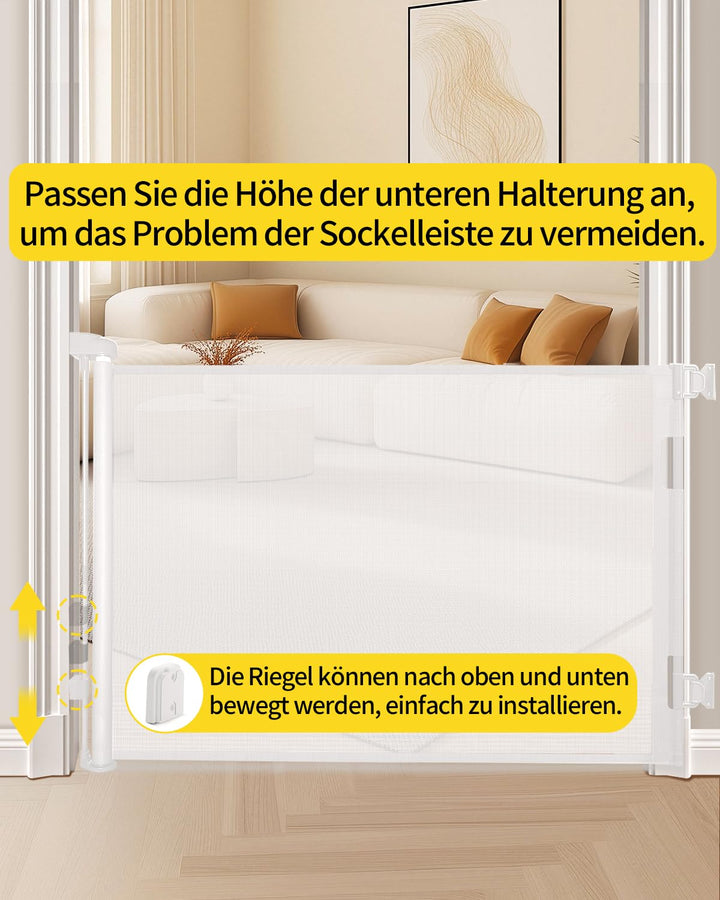 Retraktierbares Sicherheitsgitter für Babys &amp; Haustiere– 2er Set – Extra Breit &amp; Hoch, 0-140CM Türsc