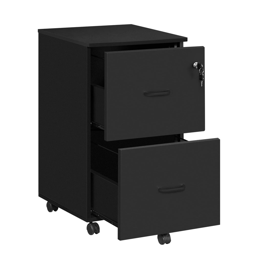 VASAGLE Rollcontainer mit Schloss und Schubladen, abschliessbarer Aktenschrank mit Verstellbarer Hän