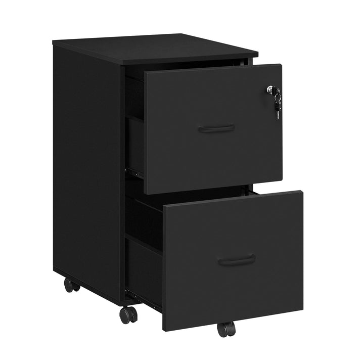 VASAGLE Rollcontainer mit Schloss und Schubladen, abschliessbarer Aktenschrank mit Verstellbarer Hän