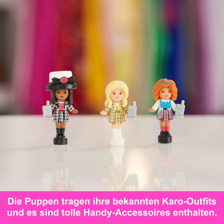 Polly Pocket x Clueless Sammler-Schatulle, Minipuppen und Spielset, 5 thematische Zubehörteile, Spie
