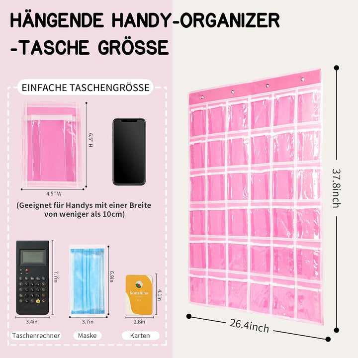36 klare Taschen Klassenzimmer Tasche Chart Organizer, Taschendiagramm für Handy-Rechnerhalter, Häng