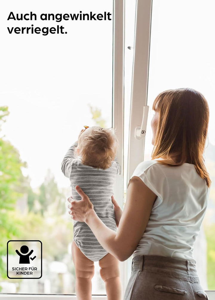 4 Abschliessbare Fenstergriffe Weiss - 𝗞𝗶𝗻𝗱𝗲𝗿𝘀𝗶𝗰𝗵𝗲𝗿 - Einfache Montage - Mit 8 universalen Schlüssel