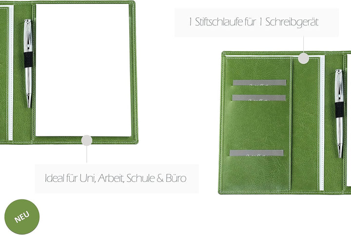 DELMON VARONE - Premium Schreibmappe inkl. Notizblock DIN A5 (50 Blatt) aus veganem Eco Kunstleder G