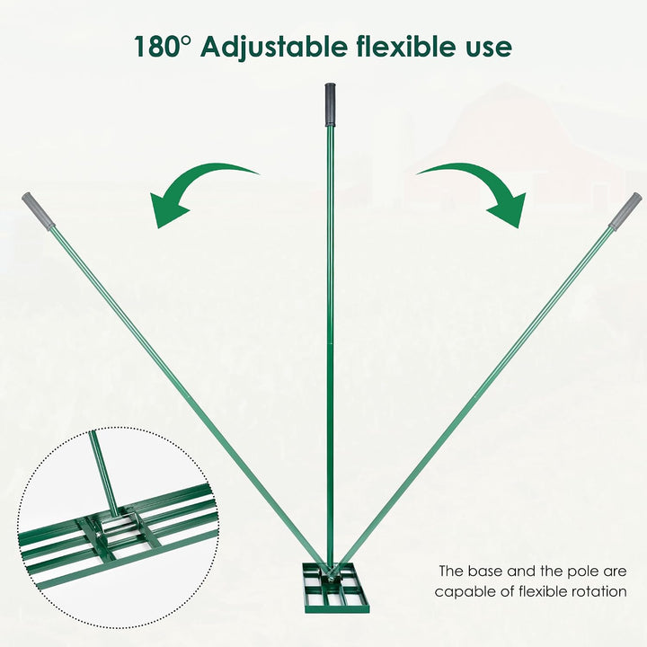 SogesHome Rasenrakel zum Rasen Sanden - Edelstahl Rasenlevelierrakel mit Stiel, Lawn Leveling Rake f