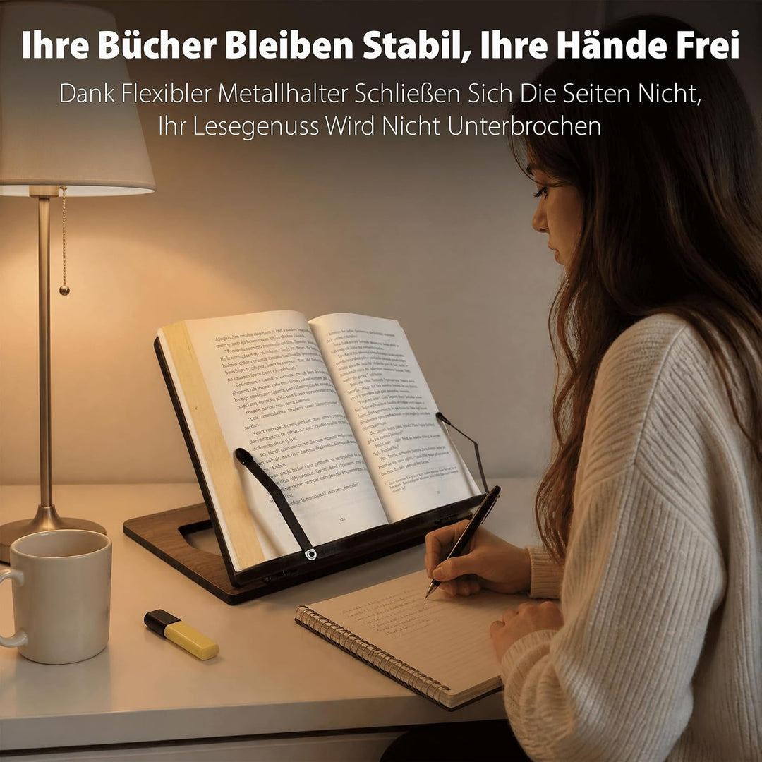 Vigo Wood Buchständer, Rezeptbuchständer, Kochbuchständer für die Küche, Bücherständer für die Anzei
