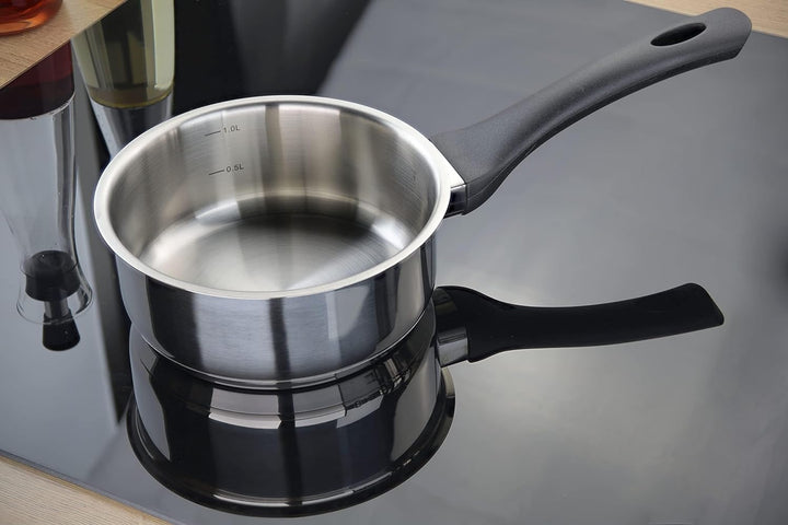 Linnuo Topfset Induktion Kochtopf Set Edelstahl Töpfe mit Glasdeckel Griff nicht heiss, Kochgeschirr