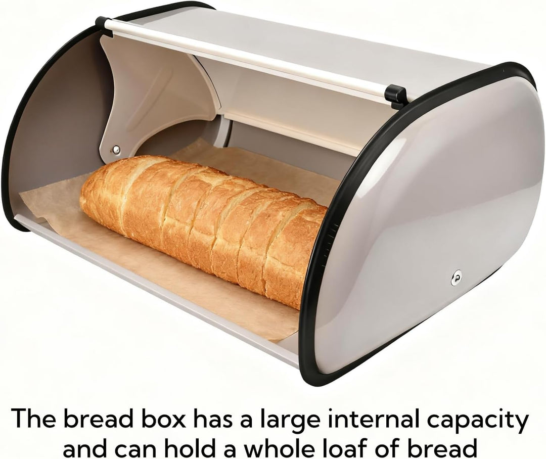 Natudeco Grosser Brotkasten, Brot-Organizer, Cupcake-Spender, Metall-Brothalter Mit Rolldeckel-Tür,
