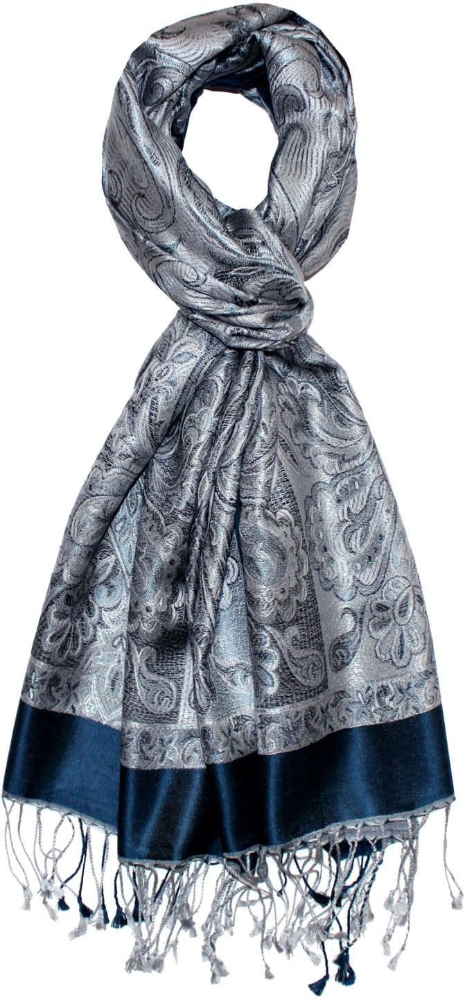 Lorenzo Cana Damen Pashmina Schal Schaltuch jacquard gewebt 100% Seide 70 x 190 cm Paisley Seidensch